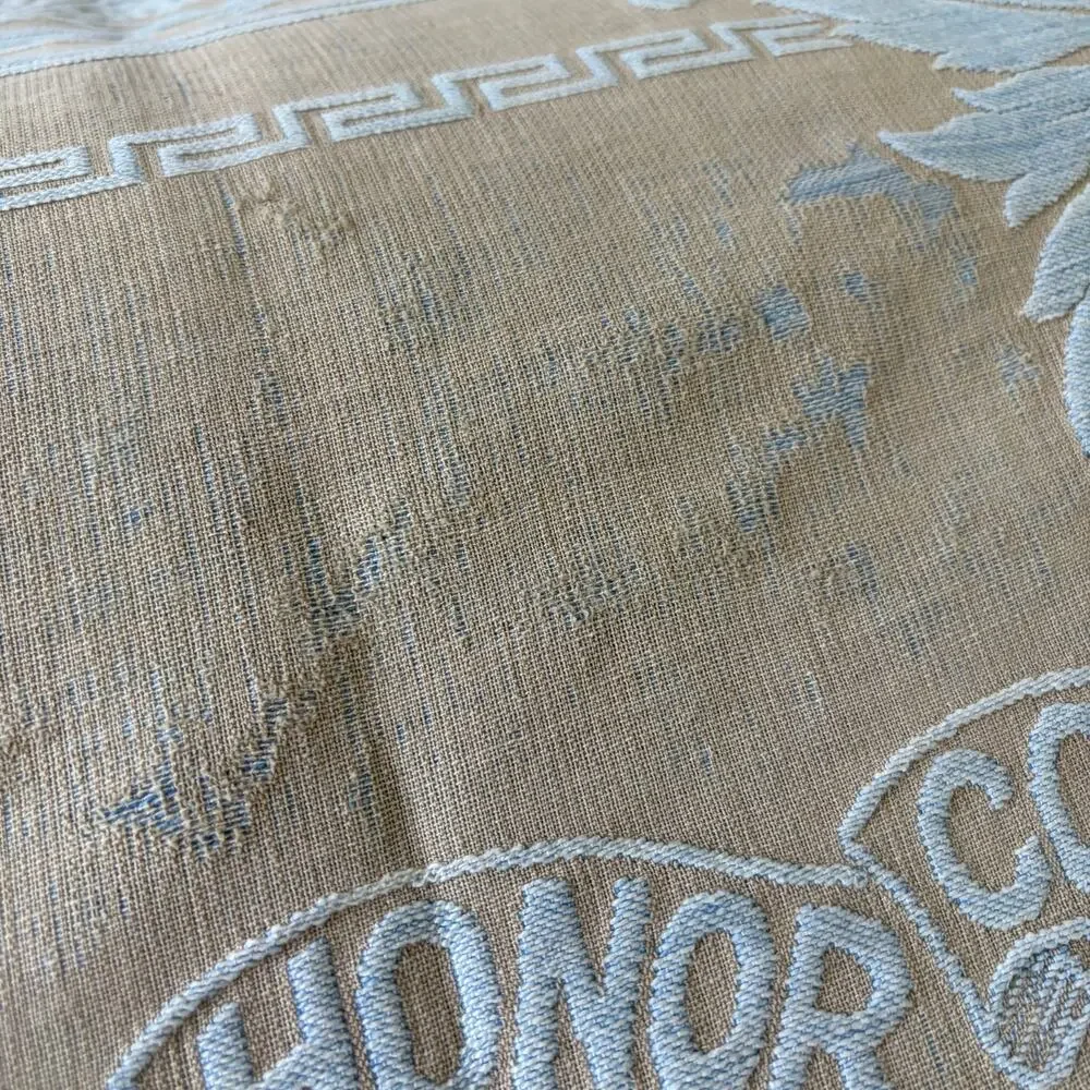 Vintage Monument Mills Valley Forge Military Academy Blue/Tan Coverlet 61